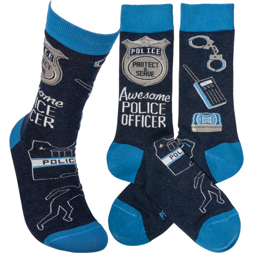 Awesome Police Officer / Protect and Serve Socks ( Unisex)