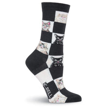Load image into Gallery viewer, Retro Cats Socks/ Checkered (Women’s)