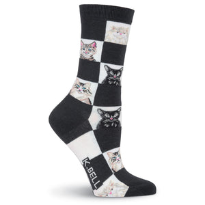 Retro Cats Socks/ Checkered (Women’s)