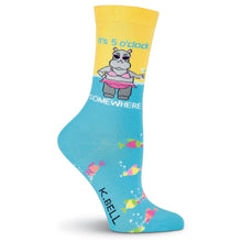 Load image into Gallery viewer, It’s 5 O’Clock Somewhere- Hippopotamus in the Water with Fish / Swim Socks  (Women’s)