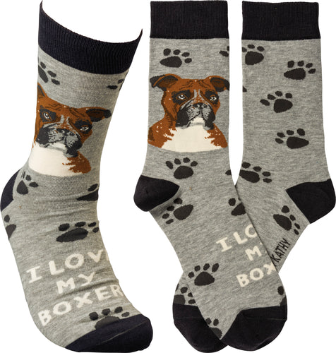I Love My Boxer / Dog Socks (Unisex)
