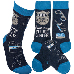 Awesome Police Officer / Protect and Serve Socks ( Unisex)