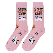 Load image into Gallery viewer, Crazy Cat Lady Pink Socks (Women’s)