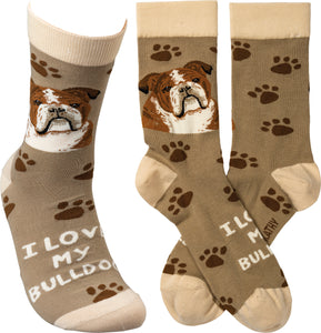 I Love My Bulldog Socks / Dog (Unisex)