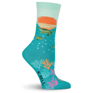 Sea Turtle Swimming / Coral/ Sun Socks (Women’s)