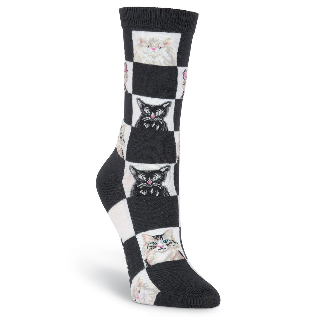 Retro Cats Socks/ Checkered (Women’s)